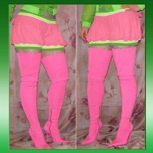 NEW size 8.5 Jeffrey Campbell Thigh high pink stretch boots